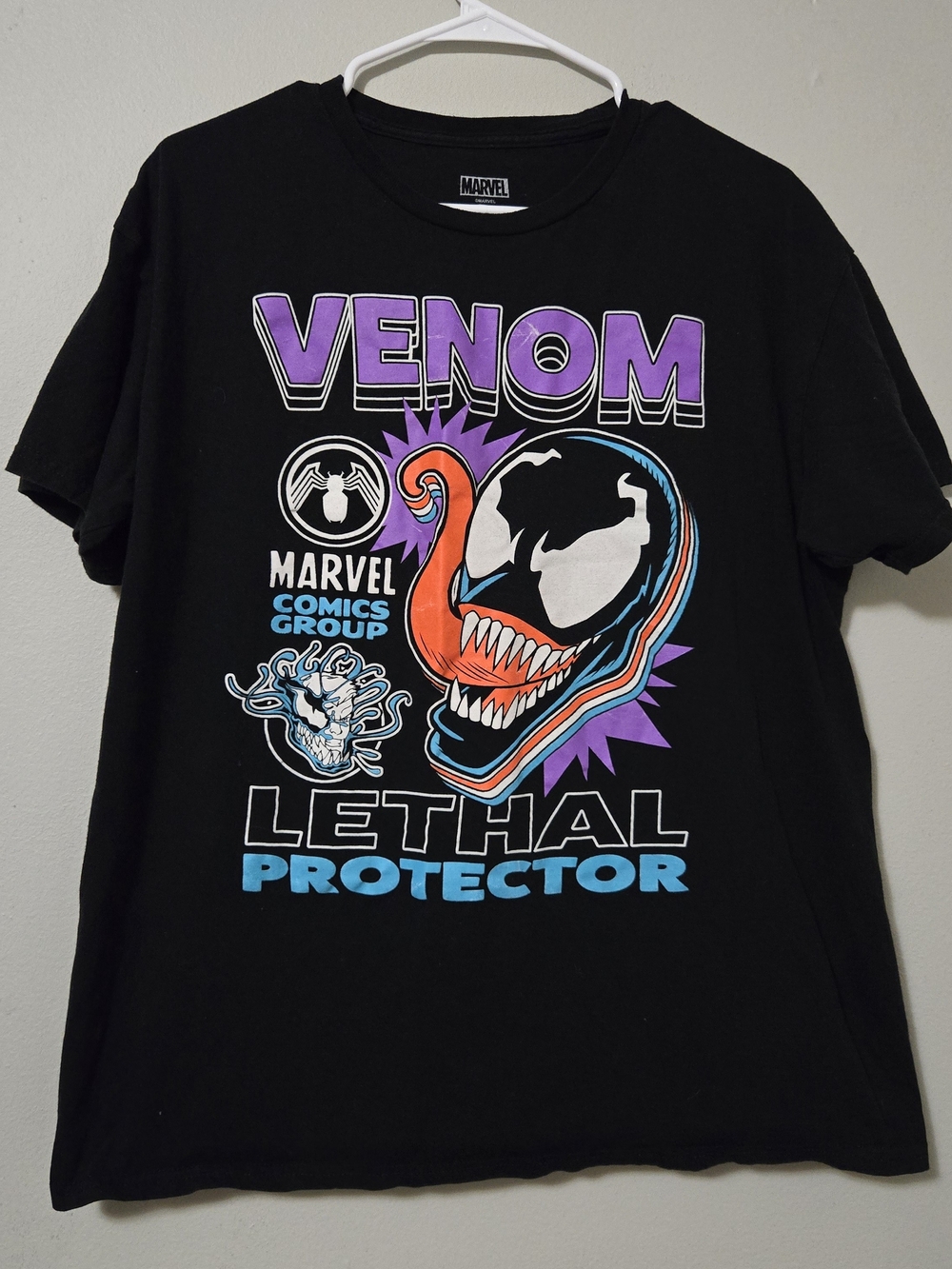 Marvel Black Venom Graphic Tee with Purple, Blue & Orange Accents